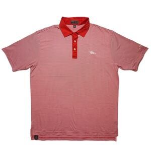 Peter Millar Summer Comfort Golf Polo XL Red White Stripe Stretch Performance